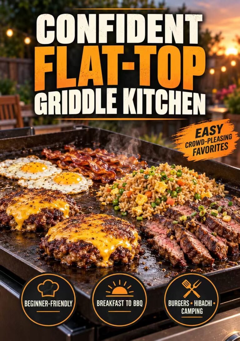 Confident Flat-Top Griddle Kitchen: A Beginner-Friendly Guide to Easy Breakfasts, Smash Burgers, Hibachi, Fried Rice, Camping Meals, and Cookouts book cover